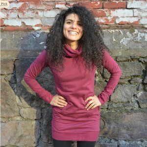 UnaPluma Organic Cotton Cowl Neck Tunic Sweater